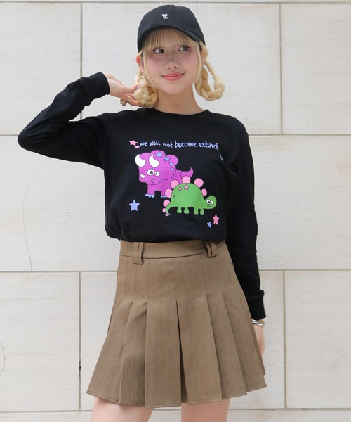 UNIT CHEST(ユニットチェスト)の「【UNIT CHEST】unique unisex long sleeve T-shirt/ユニークユニセックス ロンT OIF designer eggs コラボ 恐竜by manami_makifuji(Tシャツ/カットソー・レディース・ブラック/ホワイト/杢グレー・S/L/M)」の17枚目の写真