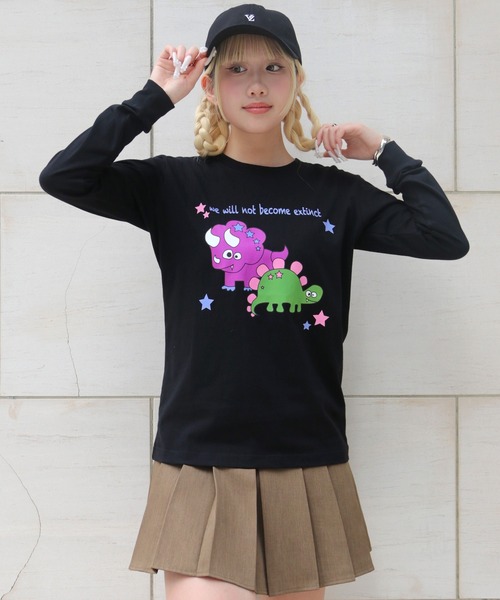 UNIT CHEST(ユニットチェスト)の「【UNIT CHEST】unique unisex long sleeve T-shirt/ユニークユニセックス ロンT OIF designer eggs コラボ 恐竜by manami_makifuji(Tシャツ/カットソー・レディース・ブラック/ホワイト/杢グレー・S/L/M)」の21枚目の写真