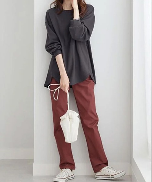 BELLUNA PLUS(ベルーナ)の「ふわふわ裏ファーゆったりプルオーバー(Tシャツ/カットソー・レディース・セージグリーン/ホワイト×ネイビー/チャコール/ピンク・X-LARGE/MEDIUM/LARGE)」の6枚目の写真