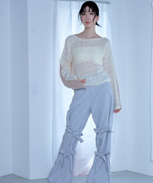 Nora Lily elle（ノラリリーエル）の「【Nora Lily】「elle」Bi-color Asymmetry Neck Kitting Top（その他トップス・レディース・ブラック/パープル系その他/ホワイト系その他・FREE）」の11枚目の写真