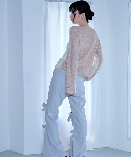 Nora Lily elle（ノラリリーエル）の「【Nora Lily】「elle」Bi-color Asymmetry Neck Kitting Top（その他トップス・レディース・ブラック/パープル系その他/ホワイト系その他・FREE）」の10枚目の写真