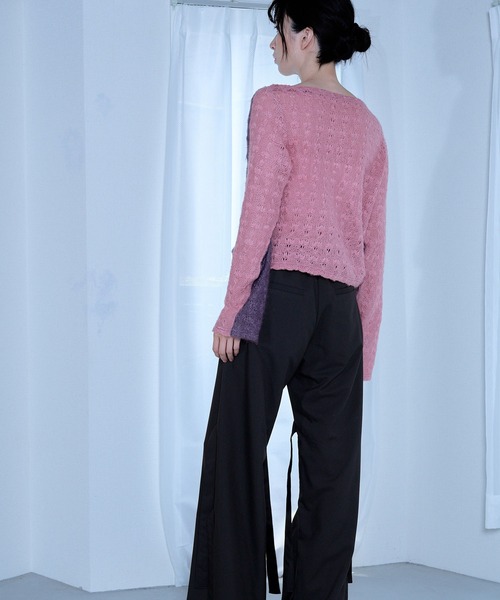 Nora Lily elle（ノラリリーエル）の「【Nora Lily】「elle」Bi-color Asymmetry Neck Kitting Top（その他トップス・レディース・ブラック/パープル系その他/ホワイト系その他・FREE）」の20枚目の写真