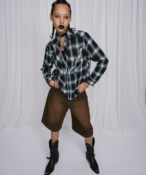 Six M(シックスエム)の「【Six M/シックスエム】ウエスタンネクタイシャツ(シャツ/ブラウス・レディース・グリーン/ブラック/グレー・MEDIUM)」の5枚目の写真