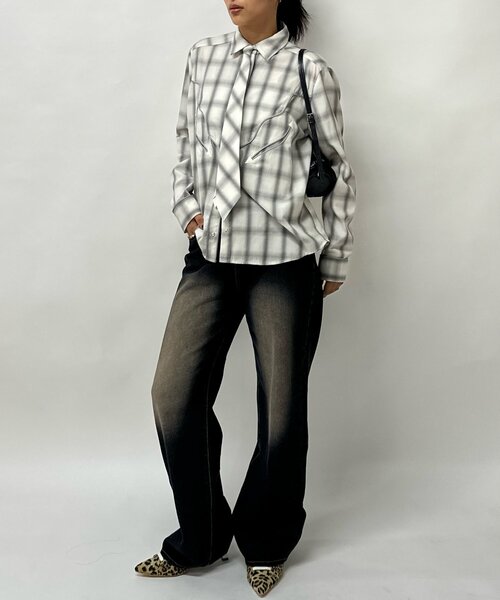 Six M(シックスエム)の「【Six M/シックスエム】ウエスタンネクタイシャツ(シャツ/ブラウス・レディース・グリーン/ブラック/グレー・MEDIUM)」の16枚目の写真