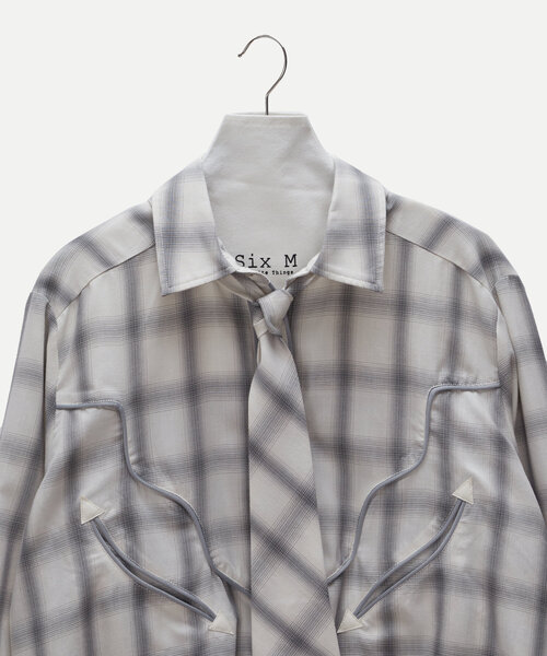 Six M(シックスエム)の「【Six M/シックスエム】ウエスタンネクタイシャツ(シャツ/ブラウス・レディース・グリーン/ブラック/グレー・MEDIUM)」の20枚目の写真