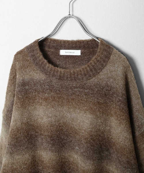 ZIP FIVE（ジップファイブ）の「【ZIP FIVE】 5G グラデーション ボーダー ビッグシルエット クルー ニット セーター（ニット/セーター・メンズ・グリーン/ブラック/ブラウン・MEDIUM/LARGE）」の15枚目の写真