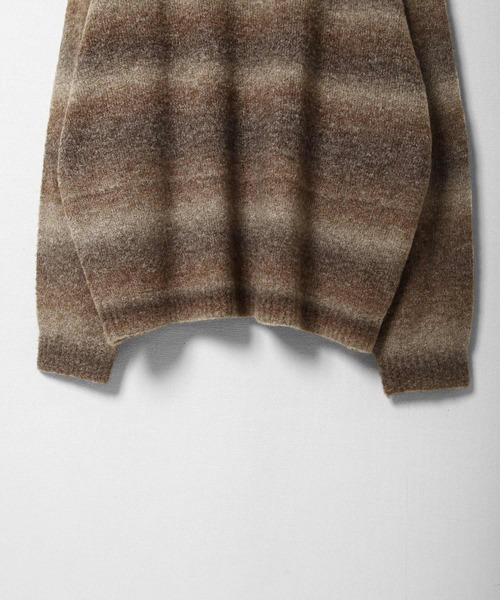 ZIP FIVE（ジップファイブ）の「【ZIP FIVE】 5G グラデーション ボーダー ビッグシルエット クルー ニット セーター（ニット/セーター・メンズ・グリーン/ブラック/ブラウン・MEDIUM/LARGE）」の17枚目の写真