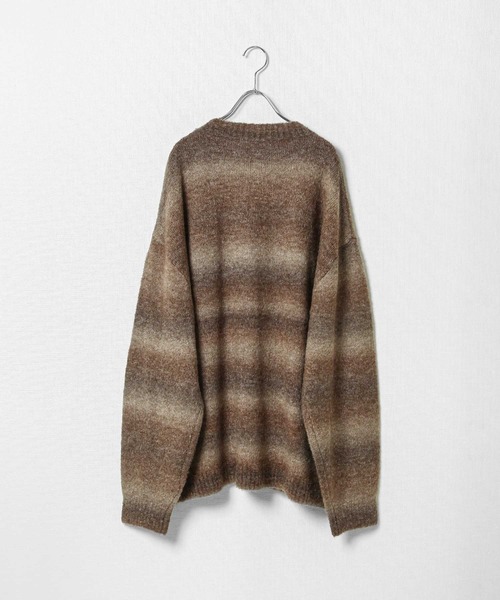 ZIP FIVE（ジップファイブ）の「【ZIP FIVE】 5G グラデーション ボーダー ビッグシルエット クルー ニット セーター（ニット/セーター・メンズ・グリーン/ブラック/ブラウン・MEDIUM/LARGE）」の18枚目の写真