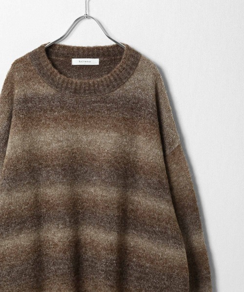 ZIP FIVE（ジップファイブ）の「【ZIP FIVE】 5G グラデーション ボーダー ビッグシルエット クルー ニット セーター（ニット/セーター・メンズ・グリーン/ブラック/ブラウン・MEDIUM/LARGE）」の21枚目の写真