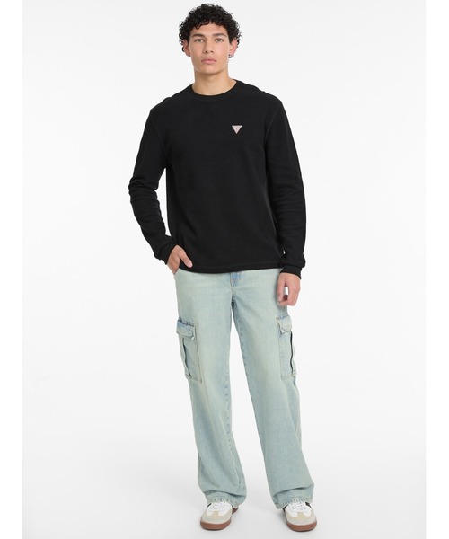 GUESS JEANS（ゲスジーンズ）の「GUESS JEANS Ls Cn Reg Mini Triangle Tee 長袖Tシャツ（Tシャツ/カットソー・メンズ・ブラック/ホワイト系その他・MEDIUM/SMALL/X-LARGE/LARGE）」の10枚目の写真