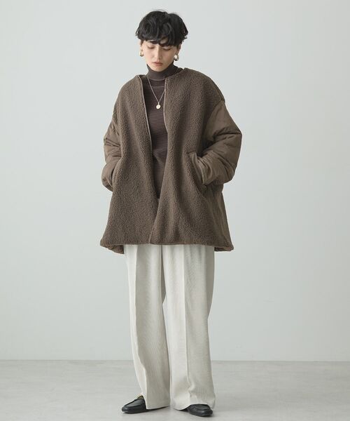 AMERICAN HOLIC（アメリカンホリック）の「軽ポカ2WAYリバーシブルキルトアウター（ノーカラージャケット・レディース・モカ/アイボリー/ブラック・M/L）」の16枚目の写真