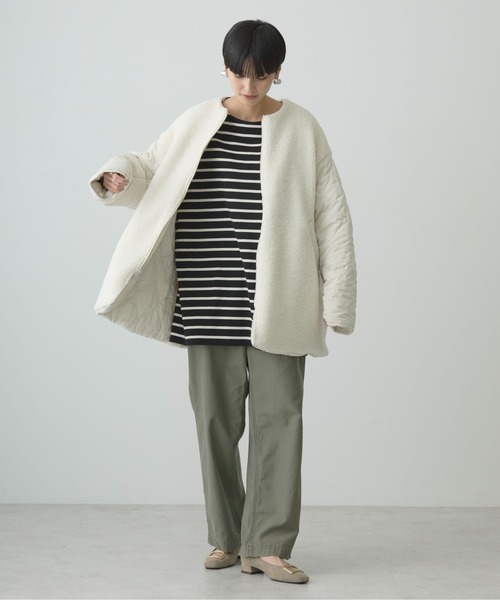 AMERICAN HOLIC（アメリカンホリック）の「軽ポカ2WAYリバーシブルキルトアウター（ノーカラージャケット・レディース・モカ/アイボリー/ブラック・M/L）」の4枚目の写真