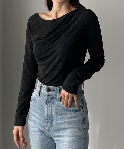 Louere(ルエレ)の「ワンショルドレープカットソー(Tシャツ/カットソー・レディース・チャコール/ダークグレー/ホワイト/ライトグレー/ブラック/クリーム・SMALL/MEDIUM/LARGE/X-LARGE)」の10枚目の写真