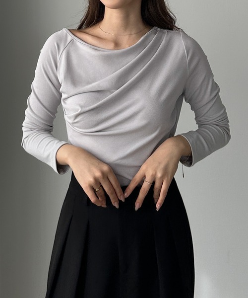 Louere(ルエレ)の「ワンショルドレープカットソー(Tシャツ/カットソー・レディース・チャコール/ダークグレー/ホワイト/ライトグレー/ブラック/クリーム・SMALL/MEDIUM/LARGE/X-LARGE)」の15枚目の写真
