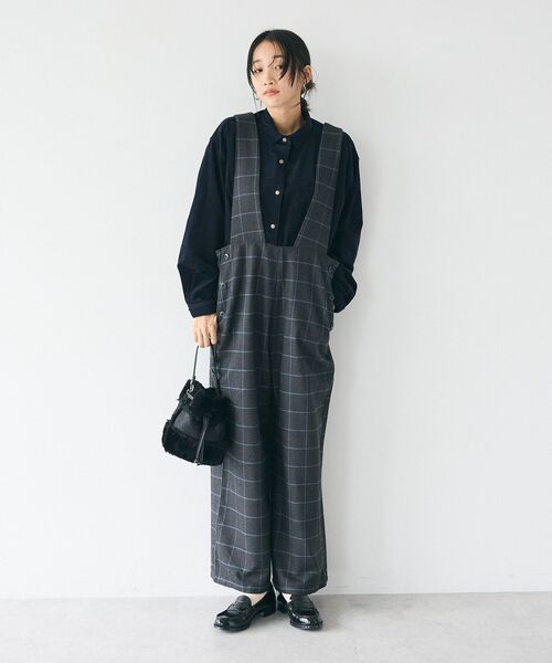 CRAFT STANDARD BOUTIQUE（クラフトスタンダードブティック）の「ツイードサロペット（サロペット/オーバーオール・レディース・チェック/ブラック・L/M）」の11枚目の写真