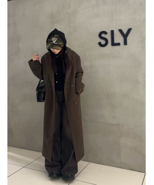 LAGUA GEM（ラグアジェム）の「LOOSY DOUBLE ロングコート（チェスターコート・レディース・ブラック/ブラウン/ネイビー系1・FREE）」の19枚目の写真