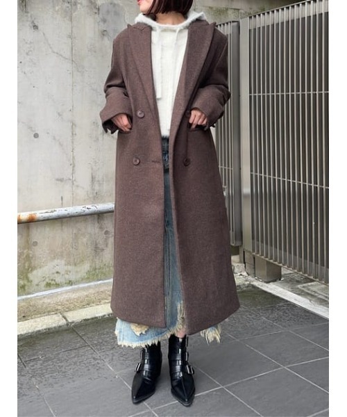 LAGUA GEM（ラグアジェム）の「LOOSY DOUBLE ロングコート（チェスターコート・レディース・ブラック/ブラウン/ネイビー系1・FREE）」の22枚目の写真