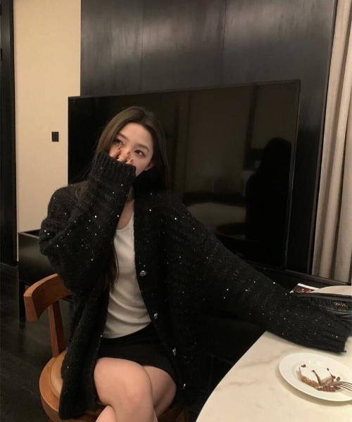 ViViDAY（ビビデー）の「キラキラニットカーディガン（ニット/セーター・レディース・ブラック/ホワイト・M）」の10枚目の写真