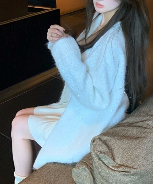 ViViDAY（ビビデー）の「キラキラニットカーディガン（ニット/セーター・レディース・ブラック/ホワイト・M）」の22枚目の写真