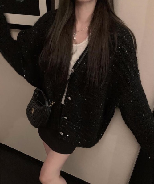 ViViDAY（ビビデー）の「キラキラニットカーディガン（ニット/セーター・レディース・ブラック/ホワイト・M）」の17枚目の写真