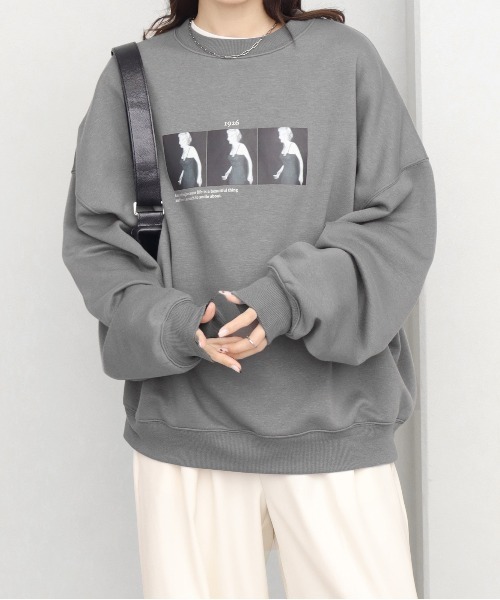 NOGLE（ノグル）の「【NOGLE/ノグル】アソートフォトスウェット（スウェット・レディース・ホワイト系1/ホワイト系2/ブラック/ホワイト/グレー系1/チャコール・FREE）」の5枚目の写真