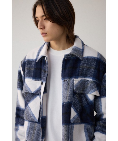 【& ellecy】　シャギー　チェック　スタジャン　新品　タグ付き & ellecy】 シャギー チェック スタジャン 新品 タグ付き - メルカリ