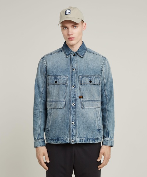 G-STAR（ジースター）の「MOSA OVERSHIRT/ヴィンテージライクデニムシャツジャケット/カバーオール（デニムジャケット・メンズ・ライトインディゴブルー・LARGE/MEDIUM/SMALL/X-LARGE/X-SMALL）」の8枚目の写真