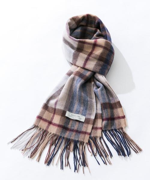 URBAN RESEARCH Sonny Label（アーバンリサーチサニーレーベル）の「ウールカシミヤチェックワイドマフラー（マフラー・メンズ・ベージュ系その他/ブルー系その他/オレンジ系その他/グレー系その他・ONE）」の3枚目の写真