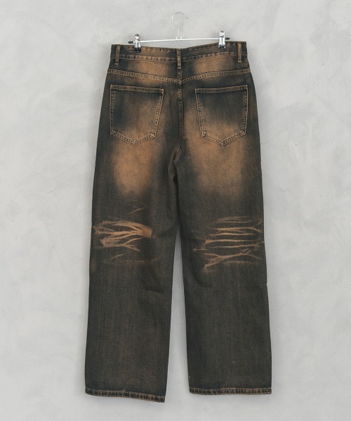 Shoowtime(ショウタイム)の「Wide straight vintage washed denim pants / ワイドストレートヴィンテージウォッシュデニムパンツ(デニムパンツ・メンズ・ブルー/ブラック・X-LARGE/LARGE/MEDIUM)」の6枚目の写真