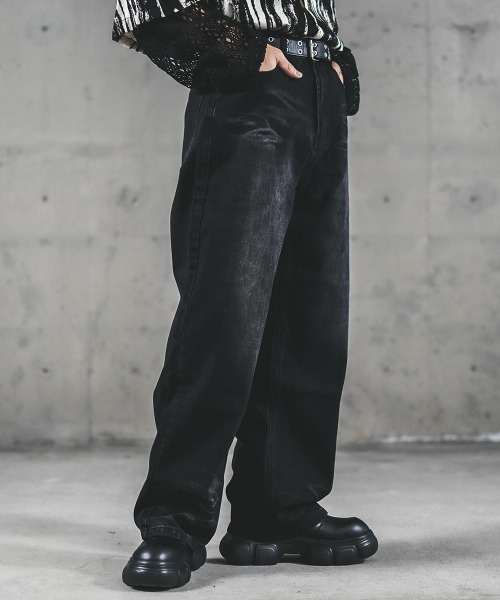 Shoowtime(ショウタイム)の「Wide straight vintage washed denim pants / ワイドストレートヴィンテージウォッシュデニムパンツ(デニムパンツ・メンズ・ブルー/ブラック・X-LARGE/LARGE/MEDIUM)」の11枚目の写真
