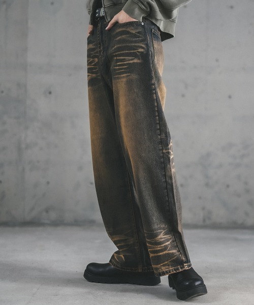 Shoowtime(ショウタイム)の「Wide straight vintage washed denim pants / ワイドストレートヴィンテージウォッシュデニムパンツ(デニムパンツ・メンズ・ブルー/ブラック・X-LARGE/LARGE/MEDIUM)」の21枚目の写真