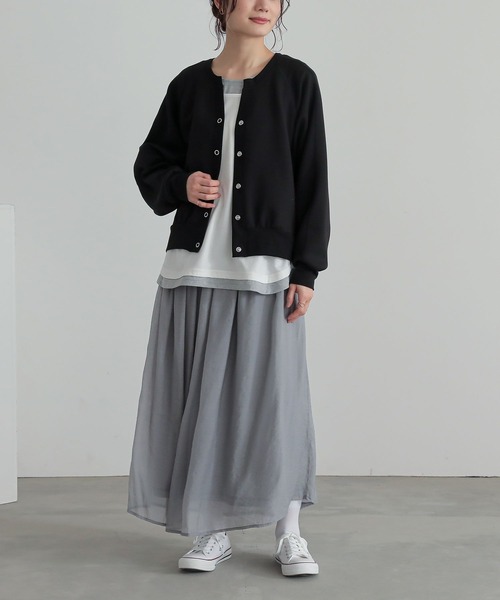 n'OrLABEL（ノアールレーベル）の「『ダンボールニットスキッパーカーディガン』（カーディガン/ボレロ・レディース・ブラック/ベージュ・1/2）」の19枚目の写真