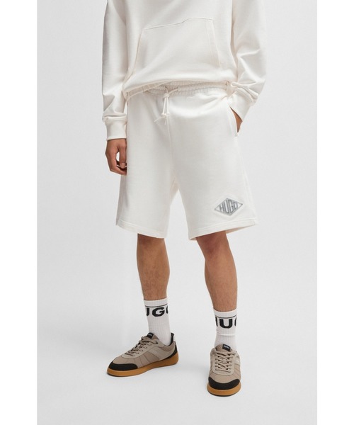 HUGO（ヒューゴ）の「コットンテリー ショートパンツ ロゴエンブロイダリー（その他パンツ・メンズ・ブラック/ホワイト・S/XS/M/L/XL）」の2枚目の写真