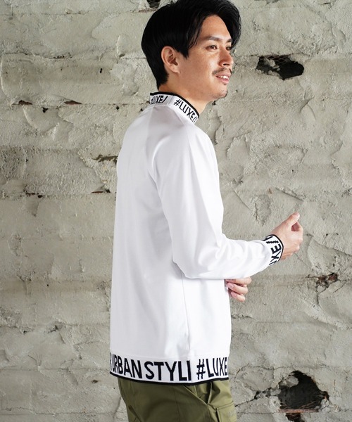 LUXE/R GOLF(ラグジュ ゴルフ)の「(RM)【LUXE/R GOLF】ストレッチ スムース ロゴ ジャガード ラグラン モックネック 長袖 Tシャツ(Tシャツ/カットソー・メンズ・ブラック/チャコールグレー/オフホワイト・L/XL/M)」の22枚目の写真