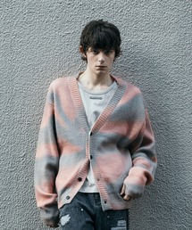 Wool gradient print cardigan/ウールグラデーションプリントカーディガン