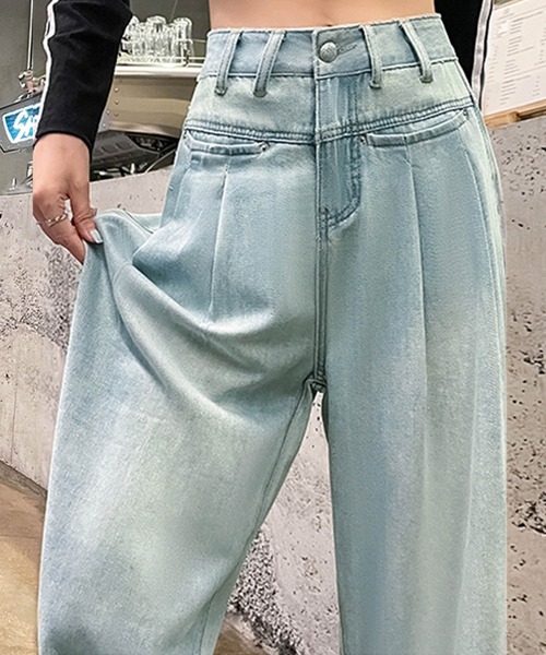 aimoha(アイモハ)の「ハイウエストワイドデニムパンツ(デニムパンツ・レディース・ネイビー/ライトブルー/ホワイト・SMALL/X-SMALL/X-LARGE/LARGE/MEDIUM)」の13枚目の写真