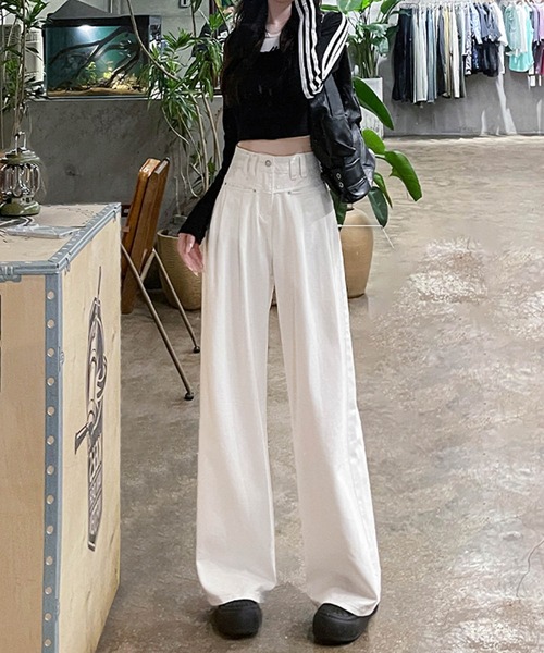 aimoha(アイモハ)の「ハイウエストワイドデニムパンツ(デニムパンツ・レディース・ネイビー/ライトブルー/ホワイト・SMALL/X-SMALL/X-LARGE/LARGE/MEDIUM)」の18枚目の写真