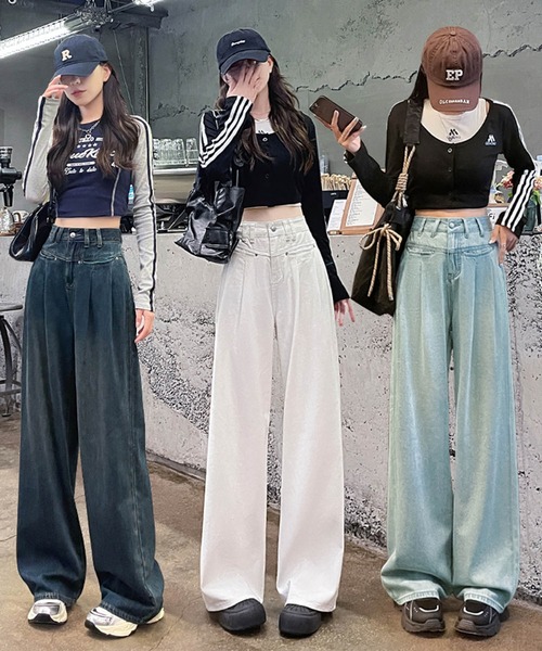 aimoha(アイモハ)の「ハイウエストワイドデニムパンツ(デニムパンツ・レディース・ネイビー/ライトブルー/ホワイト・SMALL/X-SMALL/X-LARGE/LARGE/MEDIUM)」の19枚目の写真