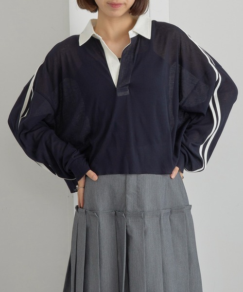 セール】【St.Johns 3rd club】襟付きライントップス（Tシャツ