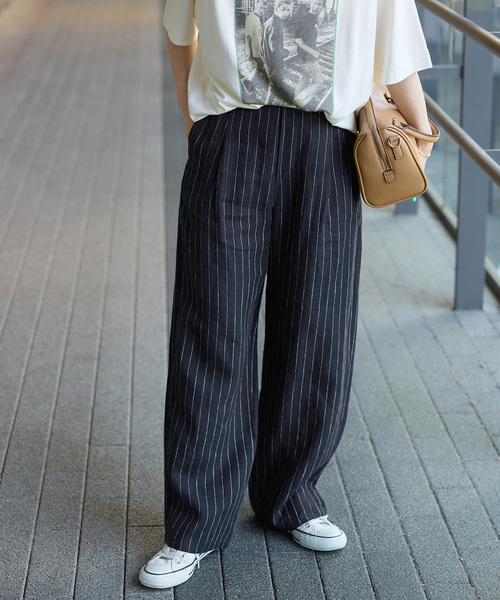 B.C STOCK(ベーセーストック)の「《追加2》手洗い可 / フレンチリネンストレートパンツ(その他パンツ・レディース・カーキ/ブラック/ピンク/グリーン/ダークブルー/ベージュ・MEDIUM/SMALL)」の5枚目の写真