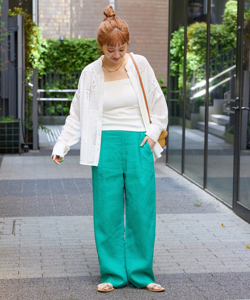 B.C STOCK(ベーセーストック)の「《追加2》手洗い可 / フレンチリネンストレートパンツ(その他パンツ・レディース・カーキ/ブラック/ピンク/グリーン/ダークブルー/ベージュ・MEDIUM/SMALL)」の7枚目の写真