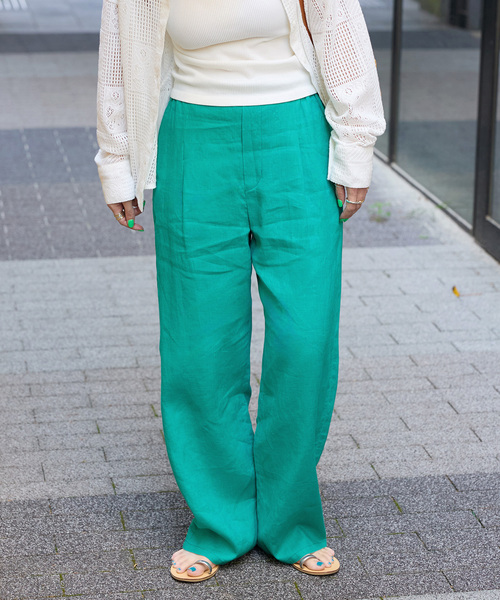 B.C STOCK(ベーセーストック)の「《追加2》手洗い可 / フレンチリネンストレートパンツ(その他パンツ・レディース・カーキ/ブラック/ピンク/グリーン/ダークブルー/ベージュ・MEDIUM/SMALL)」の10枚目の写真