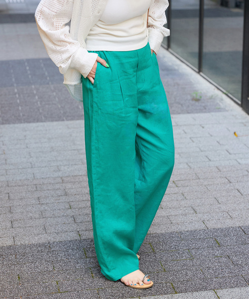 B.C STOCK(ベーセーストック)の「《追加2》手洗い可 / フレンチリネンストレートパンツ(その他パンツ・レディース・カーキ/ブラック/ピンク/グリーン/ダークブルー/ベージュ・MEDIUM/SMALL)」の11枚目の写真