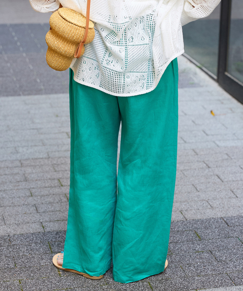 B.C STOCK(ベーセーストック)の「《追加2》手洗い可 / フレンチリネンストレートパンツ(その他パンツ・レディース・カーキ/ブラック/ピンク/グリーン/ダークブルー/ベージュ・MEDIUM/SMALL)」の12枚目の写真