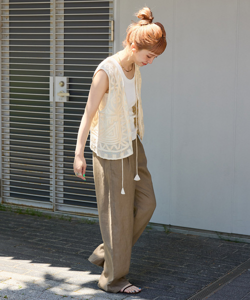B.C STOCK(ベーセーストック)の「《追加2》手洗い可 / フレンチリネンストレートパンツ(その他パンツ・レディース・カーキ/ブラック/ピンク/グリーン/ダークブルー/ベージュ・MEDIUM/SMALL)」の15枚目の写真