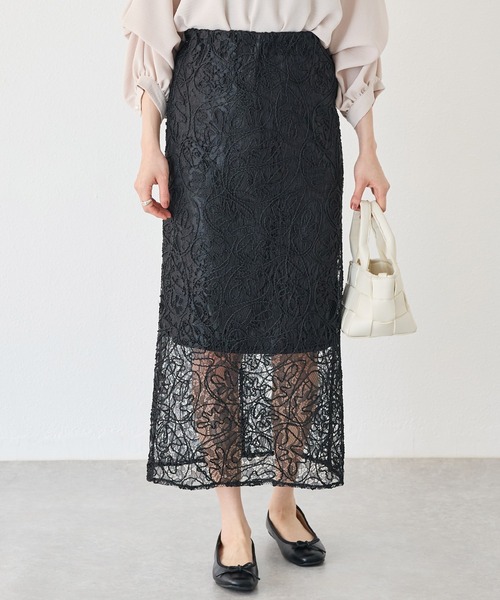 INCEDE(インシード)の「刺繍レースタイトスカート(スカート・レディース・オフホワイト/ブラック/サックスブルー・M/L/LL/3L/4L)」の14枚目の写真