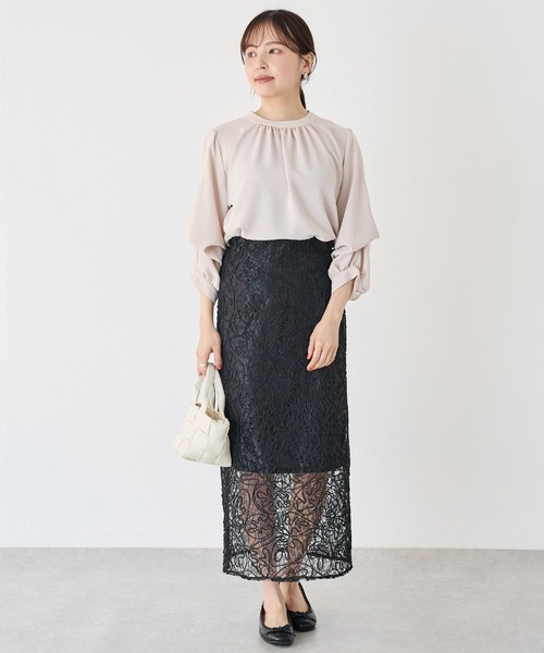 INCEDE(インシード)の「刺繍レースタイトスカート(スカート・レディース・オフホワイト/ブラック/サックスブルー・M/L/LL/3L/4L)」の17枚目の写真