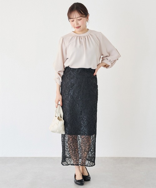 INCEDE(インシード)の「刺繍レースタイトスカート(スカート・レディース・オフホワイト/ブラック/サックスブルー・M/L/LL/3L/4L)」の18枚目の写真