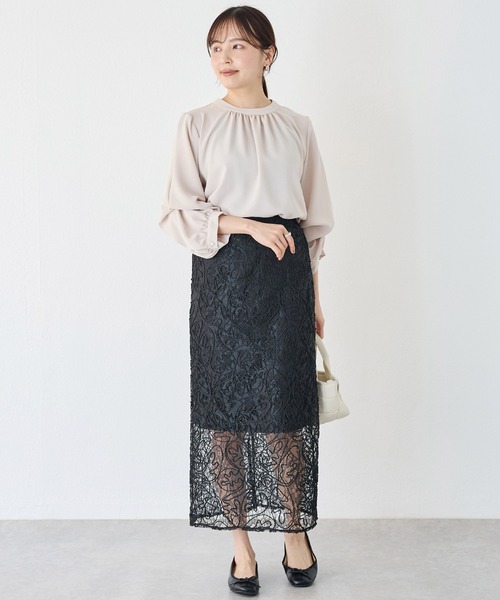 INCEDE(インシード)の「刺繍レースタイトスカート(スカート・レディース・オフホワイト/ブラック/サックスブルー・M/L/LL/3L/4L)」の19枚目の写真