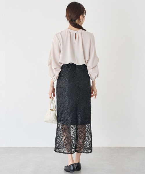 INCEDE(インシード)の「刺繍レースタイトスカート(スカート・レディース・オフホワイト/ブラック/サックスブルー・M/L/LL/3L/4L)」の21枚目の写真